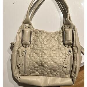 Bueno Tan Leather-like Shoulder Bag Purse - Lots Of Pockets - Double Handles